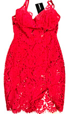 Stunning Valentine's Red Lace Mini Dress Sz S Floral Flirty Sleeveless