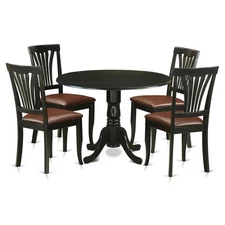 East West Furniture Dublin 5-piece Traditional Wood Dinette Set in Black
