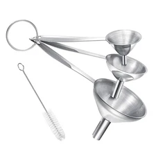Stainless Steel Kitchen Funnel Set of 3 Long Handle Food Grade Small Funnels for