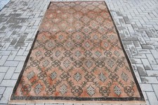 Turkish 4,9x8,7 ft Rug, Vintage Rug, Brown Ombré Rug Wool