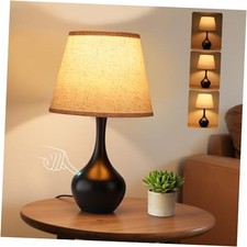 16.1" Touch Table Lamp for Bedroom, 3-Way Dimmable A. Beige Shade  Black Base