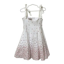 Noblene Paris Girl's Ditsy Floral Dress 4 White Red Tie Shoulder Cotton Heirloom