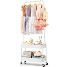 Kids Clothing Rack, Small Clothes Rack with Metal Basket,Garment Rack for Han...