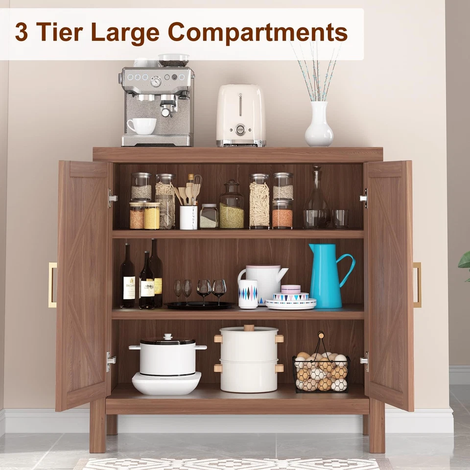 Sideboard Buffet Storage Cabinet, 3 Tier Coffee Bar Cabinet with Adjustable S... - Image 4 of 4