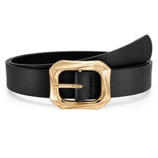 's Leather Belts with Gold Buckle Casual Fashion Ladies Waist Belts for Jeans...