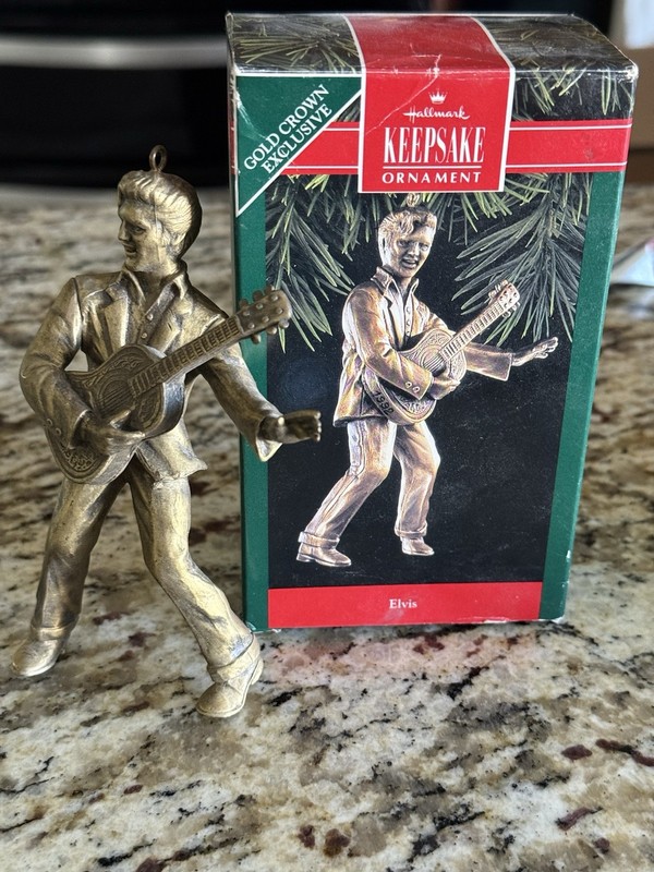 VTG 1992 Elvis Presley Hallmark Keepsake Brass-Plated 5" Christmas Ornament