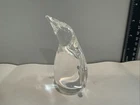 Steuben Crystal Art Glass Penguin with Beak Up Figurine Paperweight