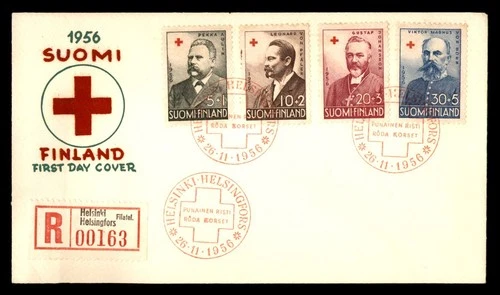 Mayfairstamps Finland FDC 1956 Red Cross Men Combo Reg Helsinki First Day Cover