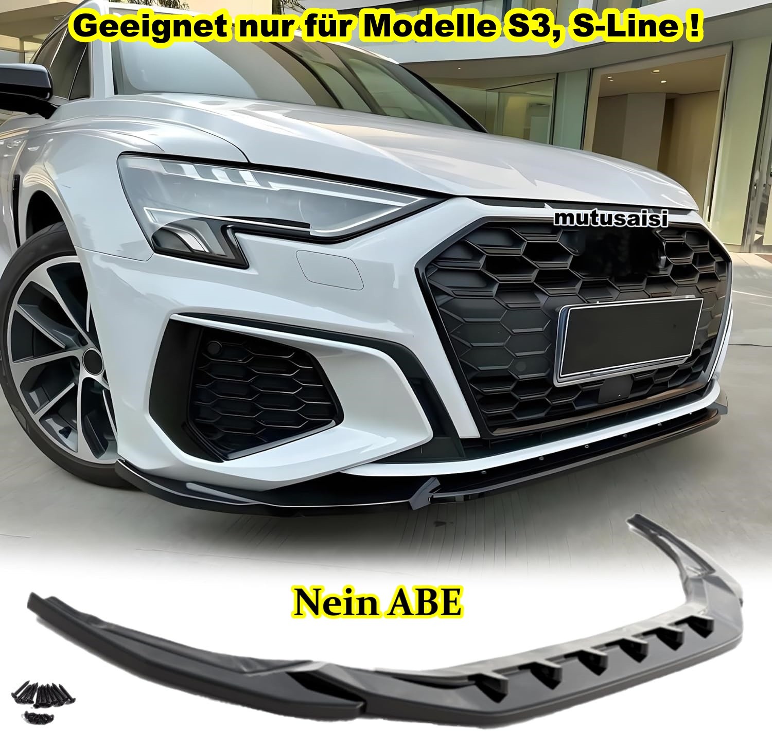 Spoiler avant noir brillant pour Audi A3 S-Line 8Y 2020-2023