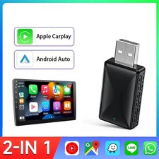 2 in 1 Wired to Wireless CarPlay Android Auto Adapter USB Plug Play for OEM