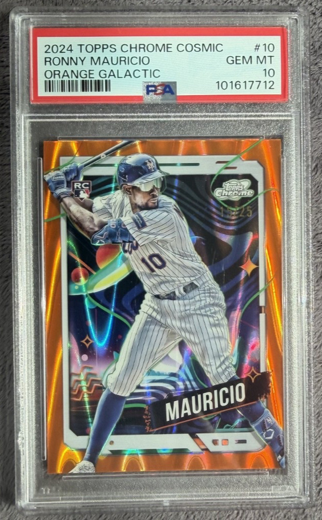 2024 Topps Chrome Cosmic Orange Galactic 15/25 RC Ronny Mauricio PSA 10