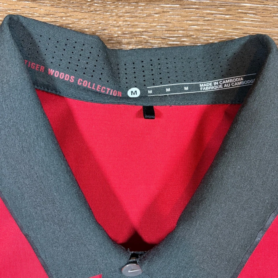 Camisa Nike Para Hombre M Roja Bloque de Color Stanford Cardinals Polo a Presión Cuello Preppy Foto 4 de 4