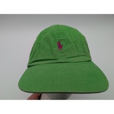 Polo Ralph Lauren Green Cotton Baseball Cap Purple Pony Leather Strap Hat
