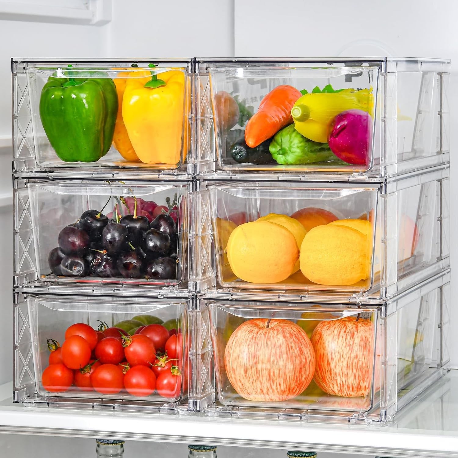 6Pack Pantry Organizers and Storage,Clear Stackable Kitchen Storage Organizer,Fo