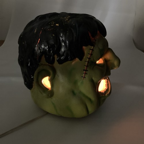 Vintage Frankenstein Head 9" Foam Blow Mold Halloween Light-Up - Picture 14 of 14