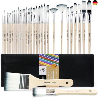 Artecho Pinselset Acrylfarben, Pinsel Set für Aquarell, Öl, Steinmalerei, N