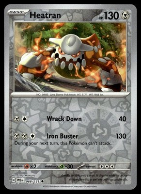 Heatran 068/131 Uncommon Prismatic Evolutions Pokemon Reverse Holo NM Englisch