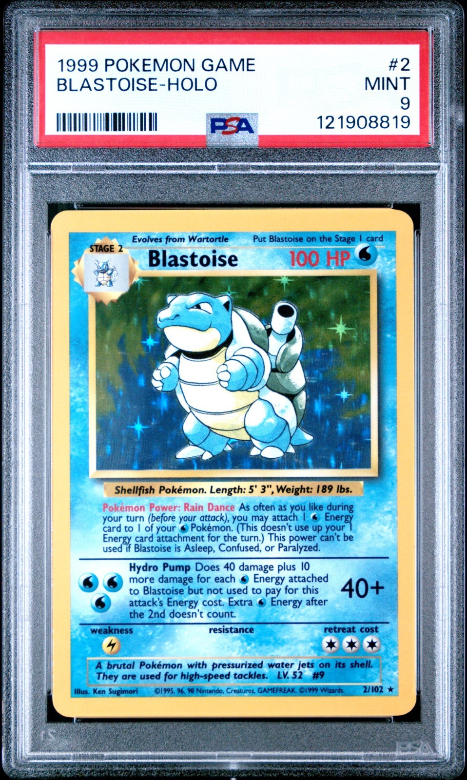 Pokemon Blastoise 002/102 - PSA 9 MINT - Base Set Holo *NEW CERT