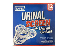 Urinal Screen Deodorizer 12 Pack with Urinal Cakes Ocean Breeze Scent, Anti-Sp