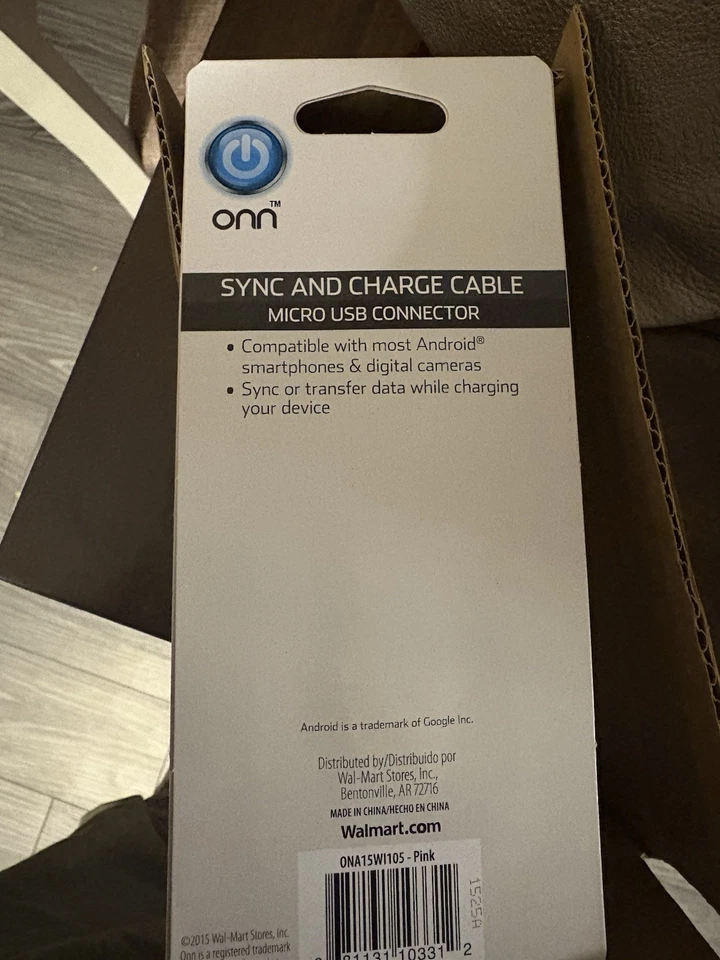 Case of 4 MICRO USB ONN pink mini SYNC & CHARGE CABLE connector, ONA15WI105 - Image 3 of 4