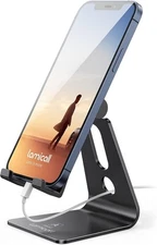 Lamicall Adjustable Cell Phone Stand, Desk Holder, Cradle, Dock, Black 