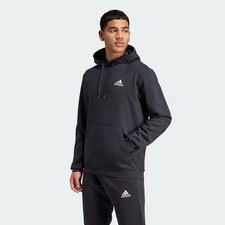 Adidas 2XL Men's Essentials Black /White Pullover Feel Cozy Fleece Hoodie GV5295