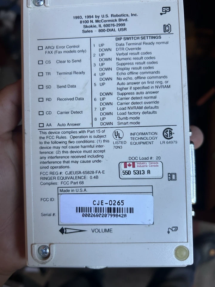 U.S. Robotics Sportster 14,400 Fax Modem - Image 3 of 3