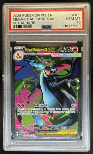 2025 Pokemon Phantasmal Flames Mega Charizard X ex Ultra Rare #109/094 PSA 10