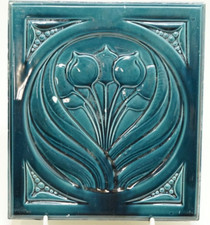 Antike Jugendstil Ofenplatte Meissner Ofen Fabrik Fliese Kachel um 1890 (P-1825)