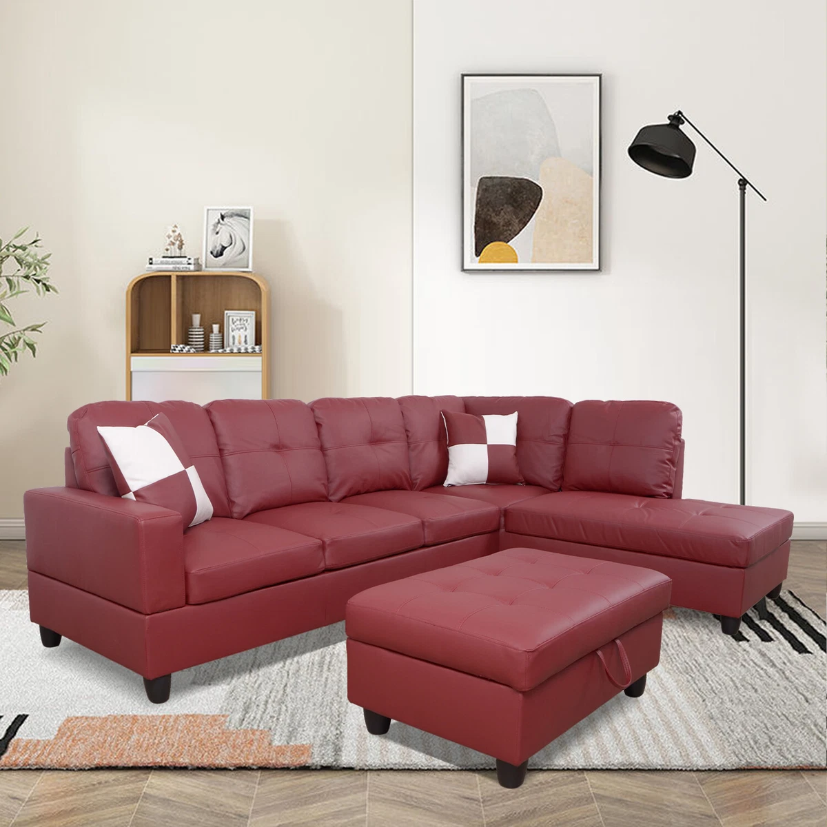 Rooms to go 2024 red leather sectional