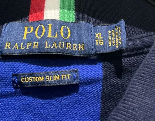 Polo Ralph Lauren Uomo Italia Football Club Maglia Manica Corta a Righe Taglia XL - Foto 4 di 12