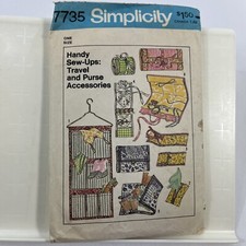 1976 Simplicity 7735 Travel Purse Accessories Size one Vintage Sewing Pattern