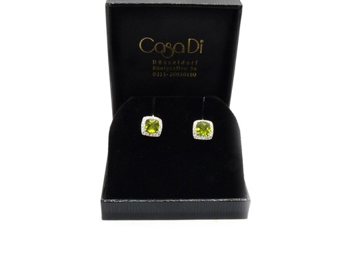 Ohrhänger 40 Brillanten 0,74ct Tw-Vsi 2 Peridot 4,30ct 18K 750 Weißgold - Bild 5 von 5