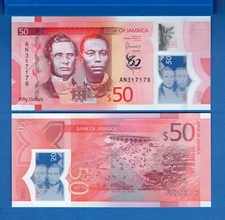 Jamaica P-96 50 Dollars Year 2022Comemorative Polymer Uncirculated Banknote