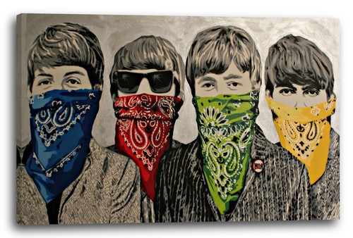 Kunstdruck Banksy - Beatles Portrait Mund verdeckt mit Halstuch Street Art Graf - Bild 11 von 15