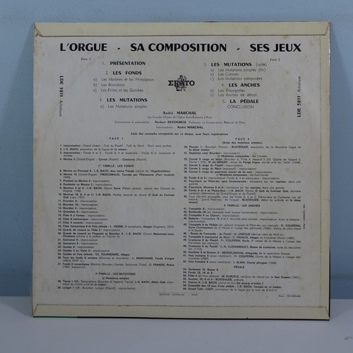 L'ORGUE SA COMPOSITION & SES JEUX MARCHAL DUFOURCQ 1963 ERATO LDE3211 CLASSICAL - Picture 2 of 9
