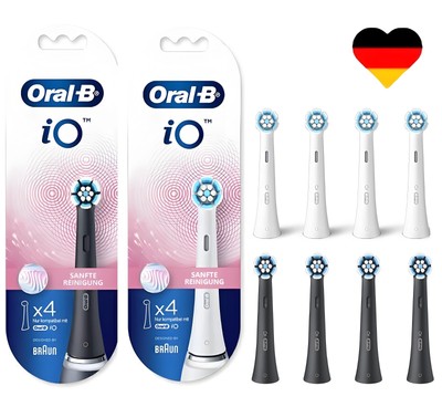 Oral-B iO Ersatzbürsten Sanfte Reinigung Aufsteckbürsten 2/4/8 Stk Schwarz/Weiß