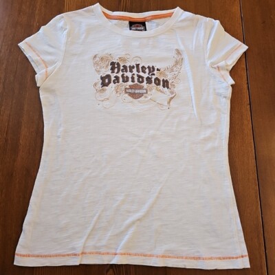 Harley Davidson Womens T-Shirt Sz S Javelina Boorne Texas Cream Embroidered