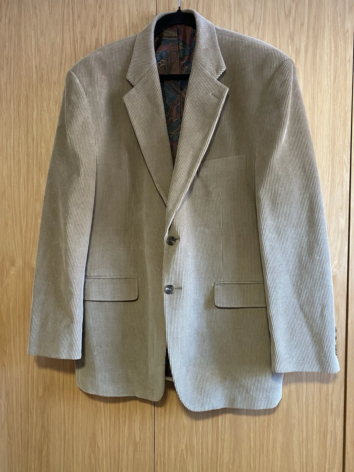 Lauren Ralph Lauren Mens Tan Corduroy Blazer Jacket w/Paisley Lining Macy's 44R