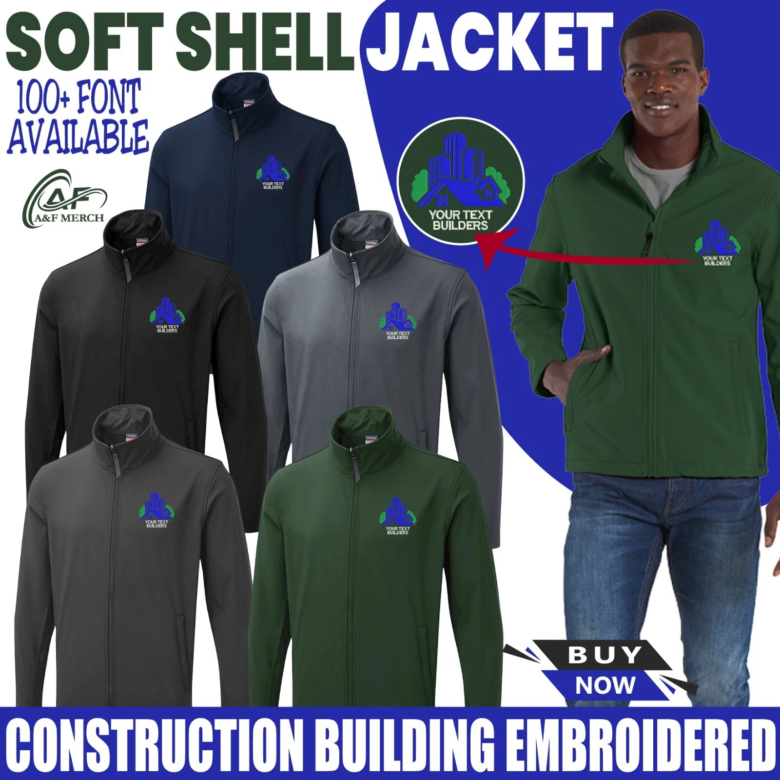 Personalised Custom Embroidered Soft Shell Jacket Your Text Construction Staff