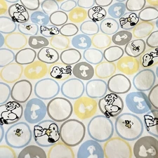 Lambs & Ivy Snoopy Woodstock Fitted Baby Crib Sheet—Peanuts Blue/Yellow/Gray