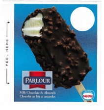 Parlour Milk Chocolate & Almonds, Ice Cream Truck Decal/Sticker 4 1/2"X5 1/4"