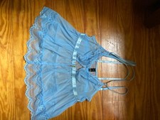 Baby Blue Camidoll Babydoll Lingerie, Size M from Mentionables