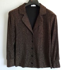 Leith Blazer Women Medium Metallic Gold Single Button Woven Long Sleeve Workwear