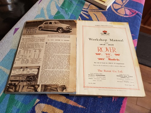 Rover P4 60 75 90 105 1950-1959 Factory Owners Workshop Manual VGC FREE POST - Picture 3 of 21