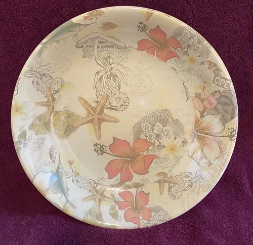 TOMMY BAHAMA Hawaii Islands Flowers 14" Melamine Serving Bowl Platter, MINT!!