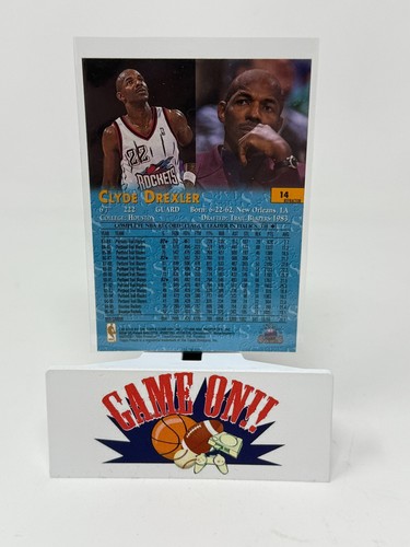 1996-97 Topps Stars Basketball Clyde Drexler Refractor Card #14 - Picture 2 of 2