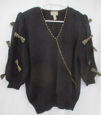 VINTAGE ANN WI BLACK  GOLD FASHION SWEATER SIZE L