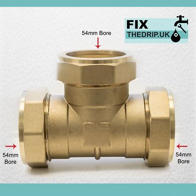 FtD 54 mm Messing gleiches Klemm-T-Stück Verschraubung