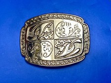 Ornate flower swirl silver color western metal 2.5" wide belt buckle